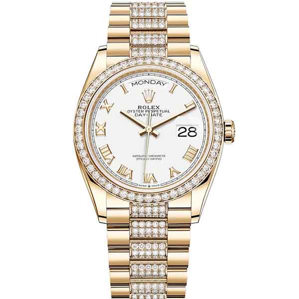 Rolex Day-Date 36 Yellow gold Bezel set with diamond President Bracelet 128348rbr-0043 